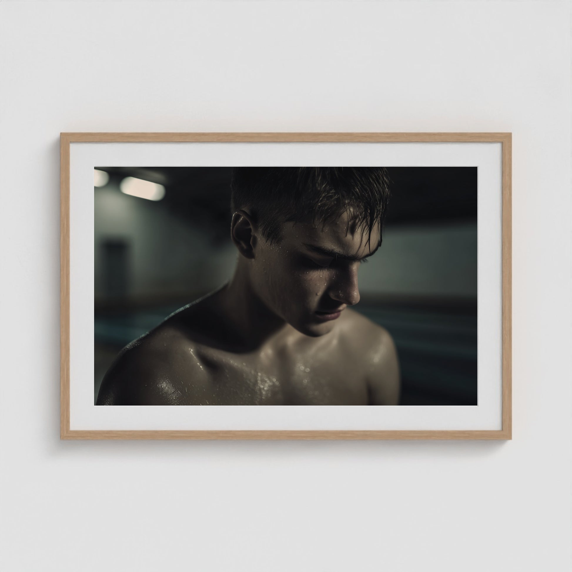 Swimmer's Heat - No. 1 36x24 Natural Landscape Box Frame