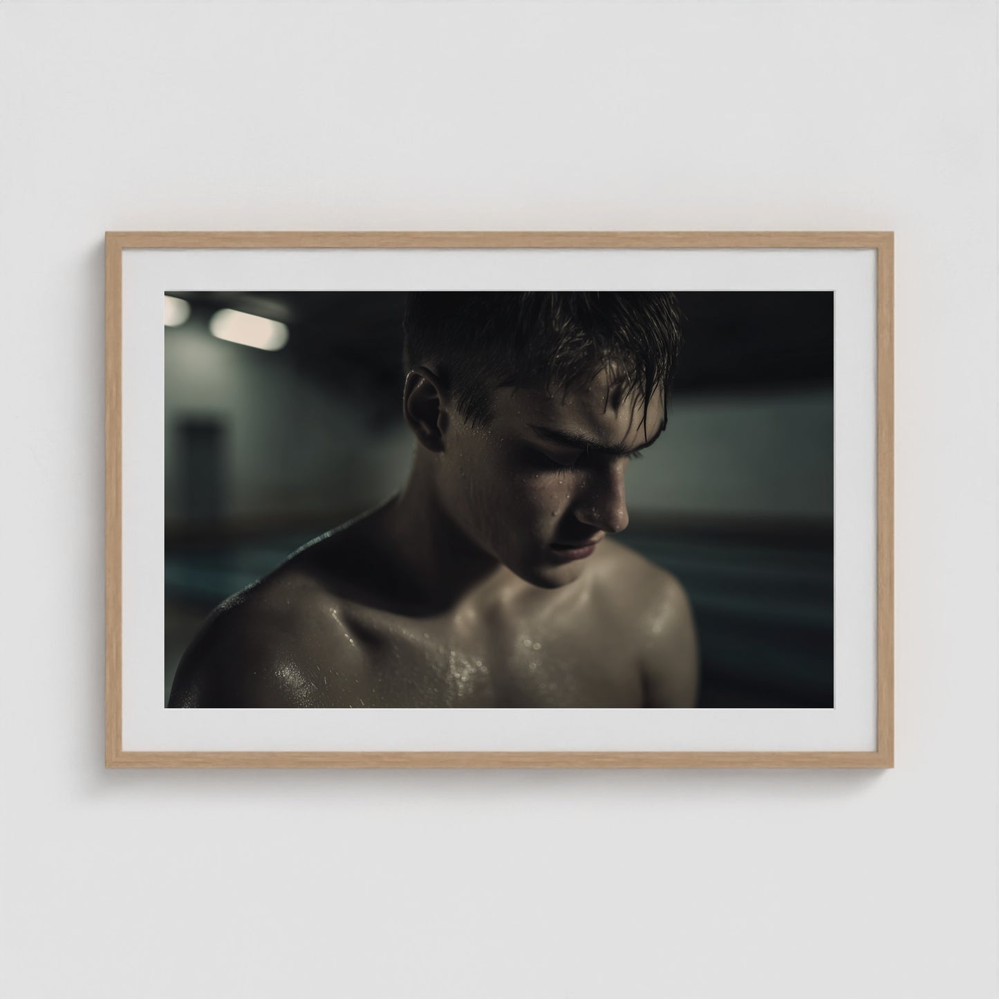 Swimmer's Heat - No. 1 36x24 Natural Landscape Box Frame