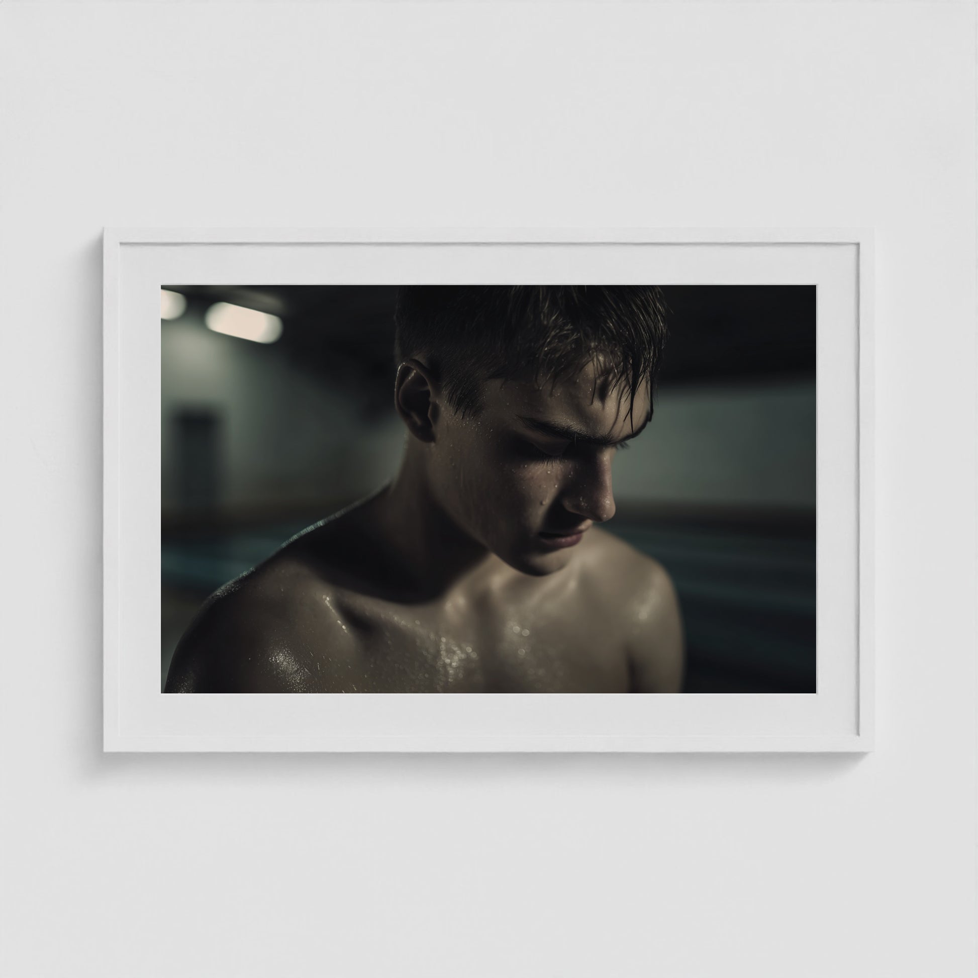Swimmer's Heat - No. 1 36x24 White Landscape Box Frame