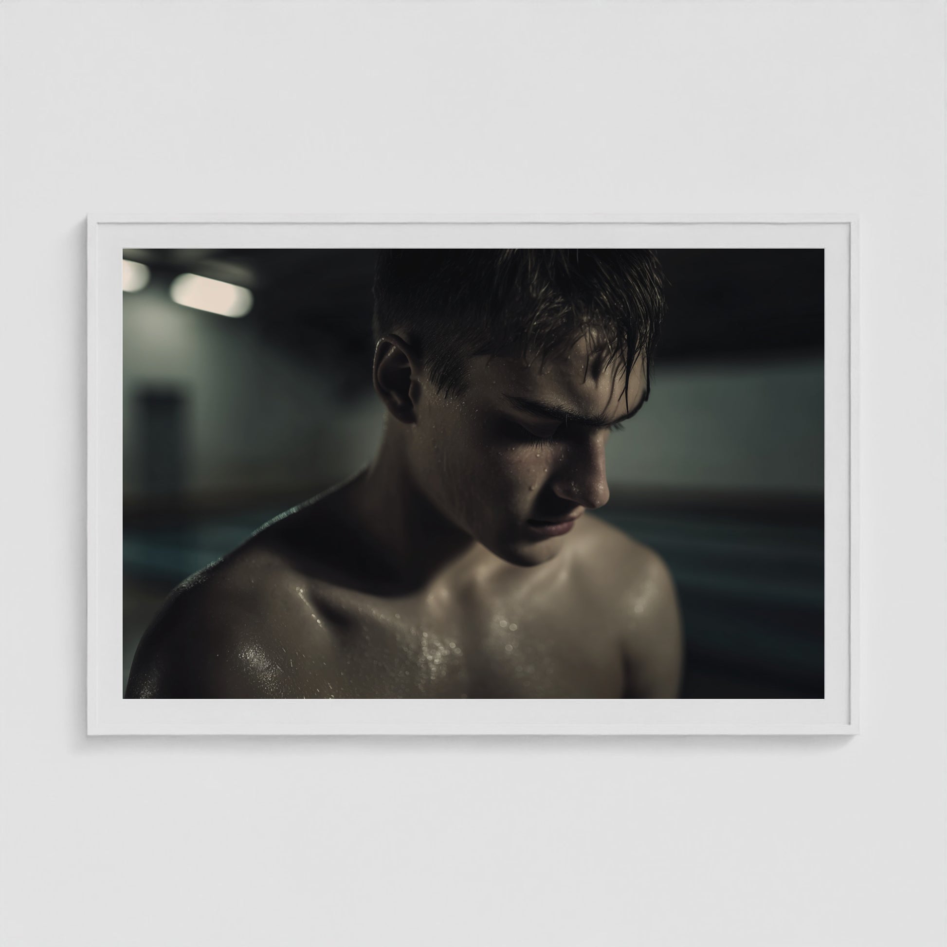 Swimmer's Heat - No. 1 60x40 White Landscape Box Frame