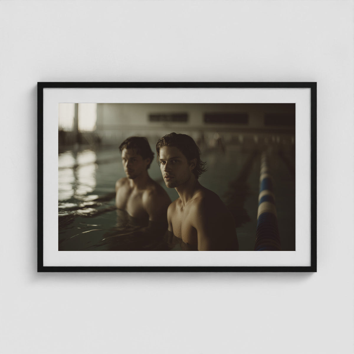 Swimmer's Heat - No. 2 36x24 Black Landscape Box Frame