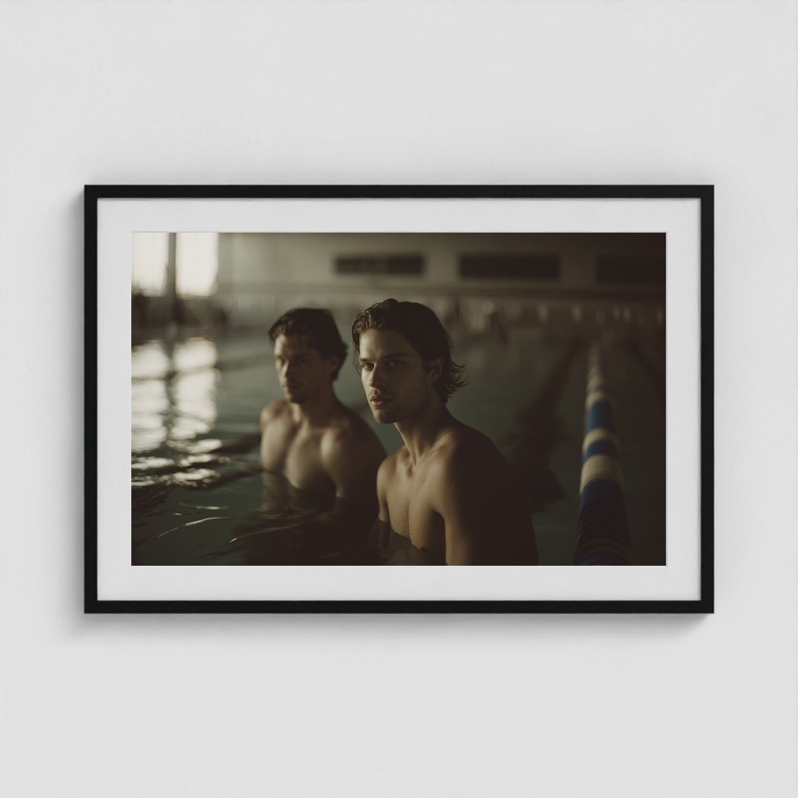 Swimmer's Heat - No. 2 36x24 Black Landscape Box Frame