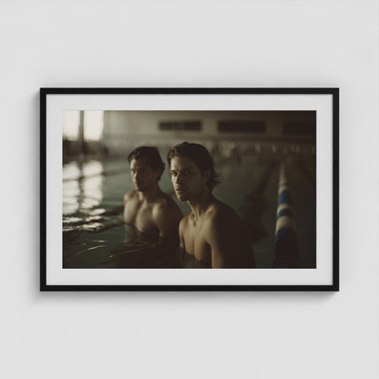 Swimmer's Heat - No. 2 36x24 Black Landscape Box Frame