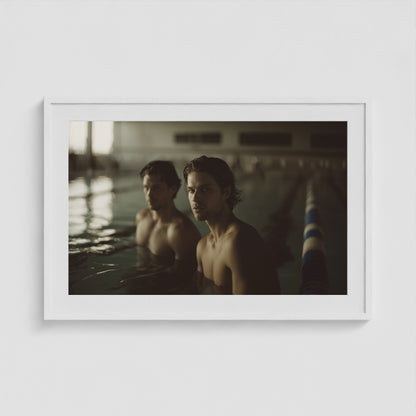 Swimmer's Heat - No. 2 36x24 White Landscape Box Frame
