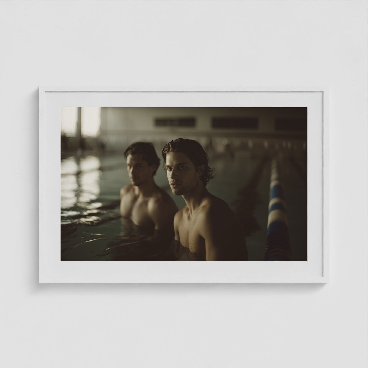 Swimmer's Heat - No. 2 36x24 White Landscape Box Frame