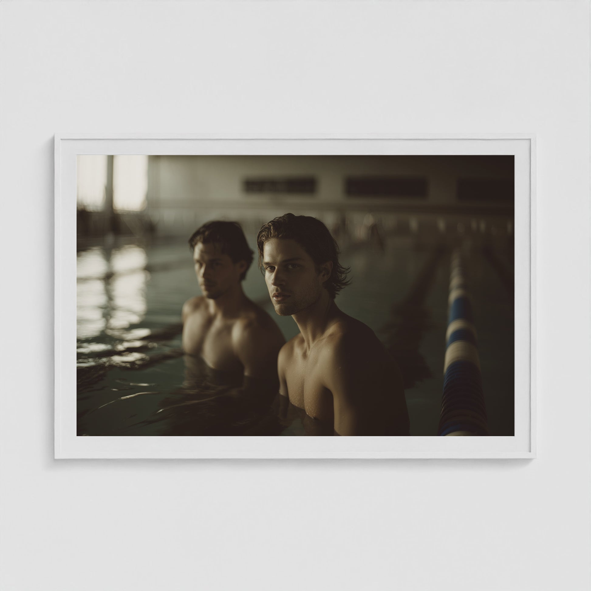 Swimmer's Heat - No. 2 60x40 White Landscape Box Frame