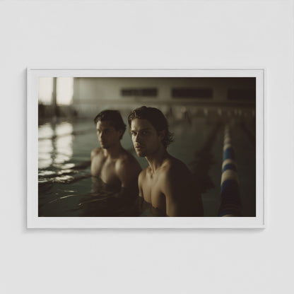 Swimmer's Heat - No. 2 60x40 White Landscape Box Frame