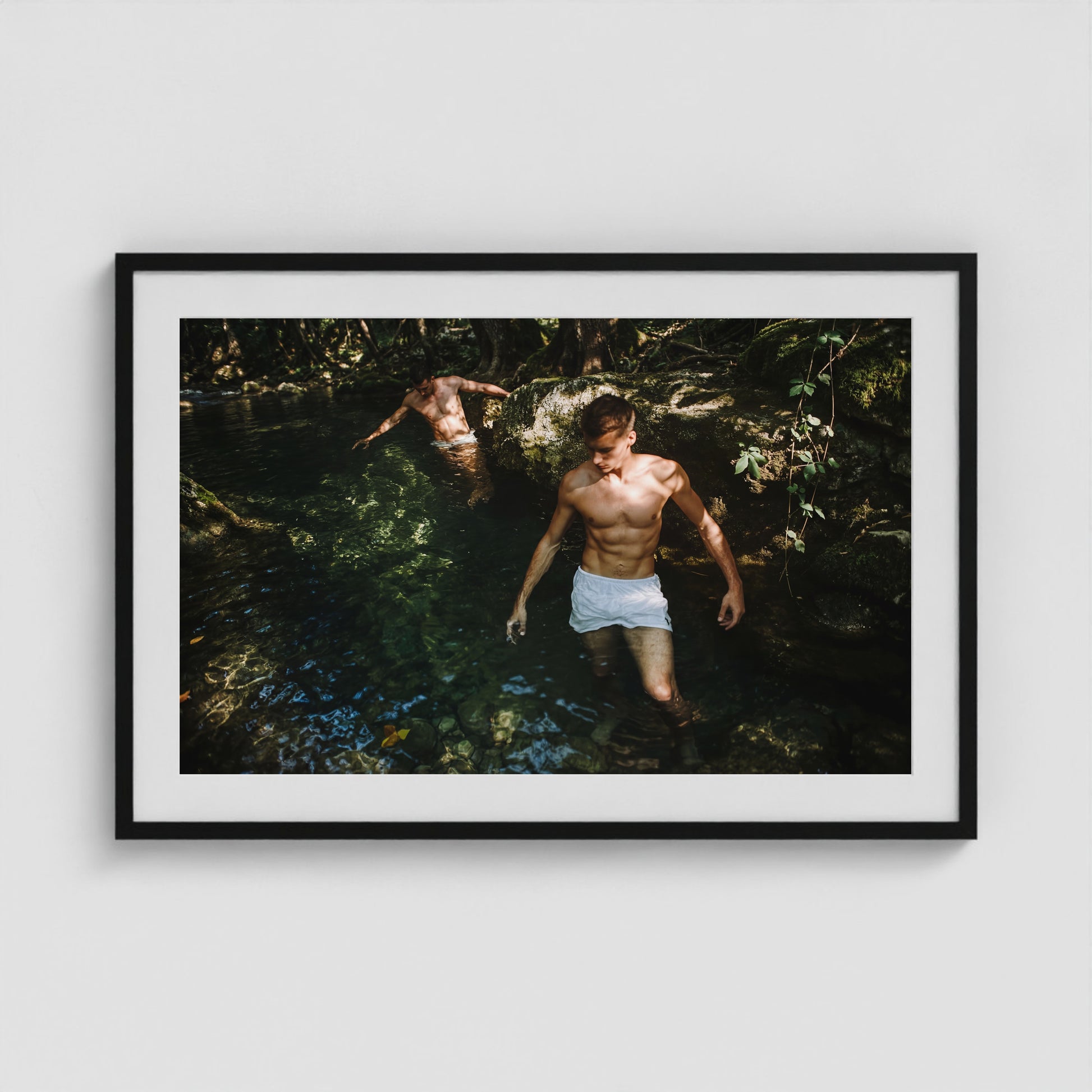Swimming Hole 36x24 Black Landscape Box Frame
