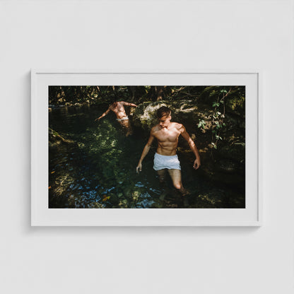 Swimming Hole 36x24 White Landscape Box Frame