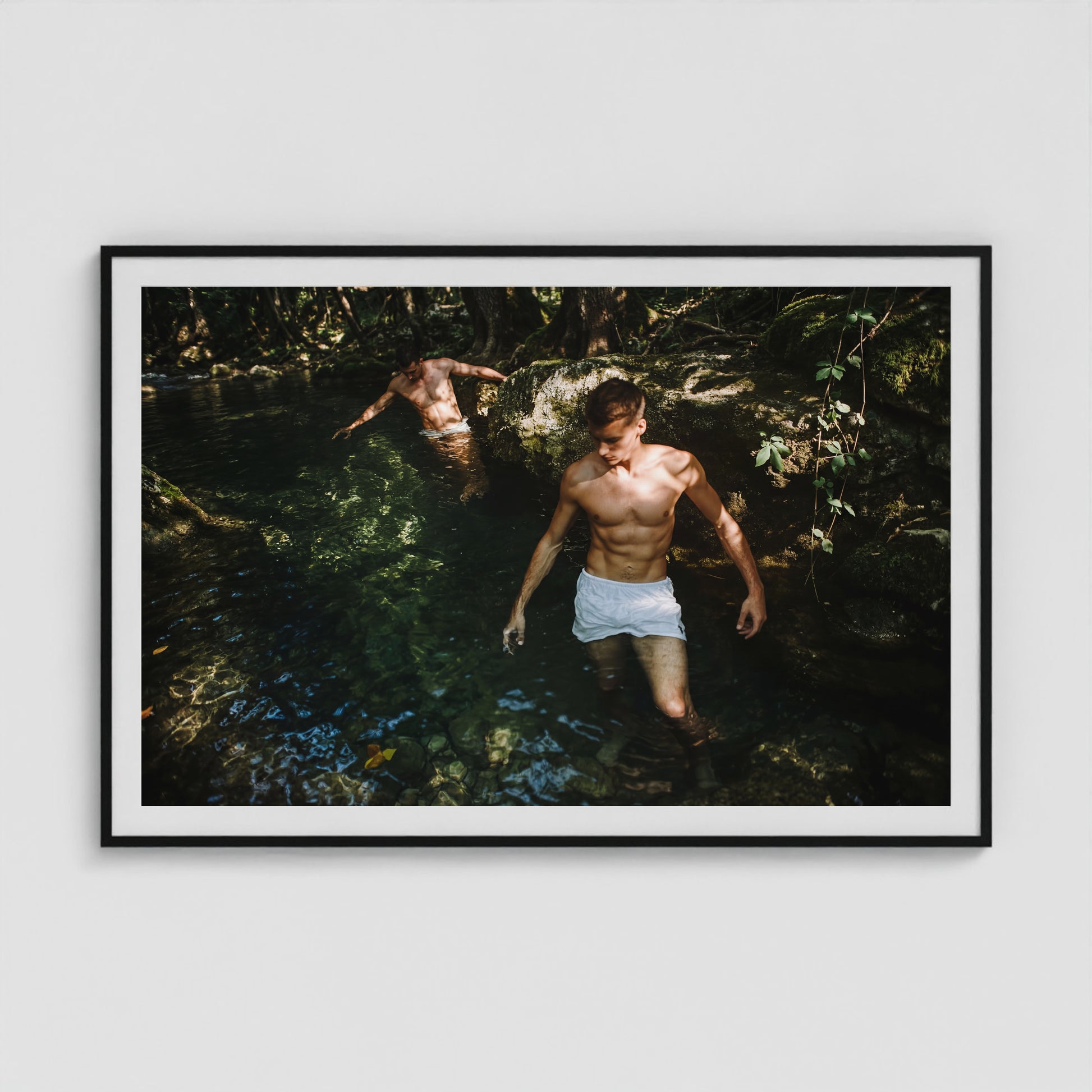 Swimming Hole 60x40 Black Landscape Box Frame