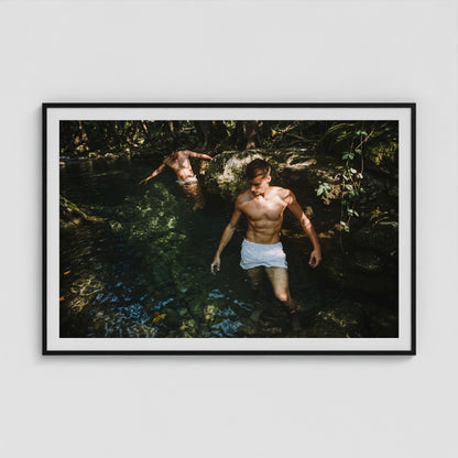 Swimming Hole 60x40 Black Landscape Box Frame