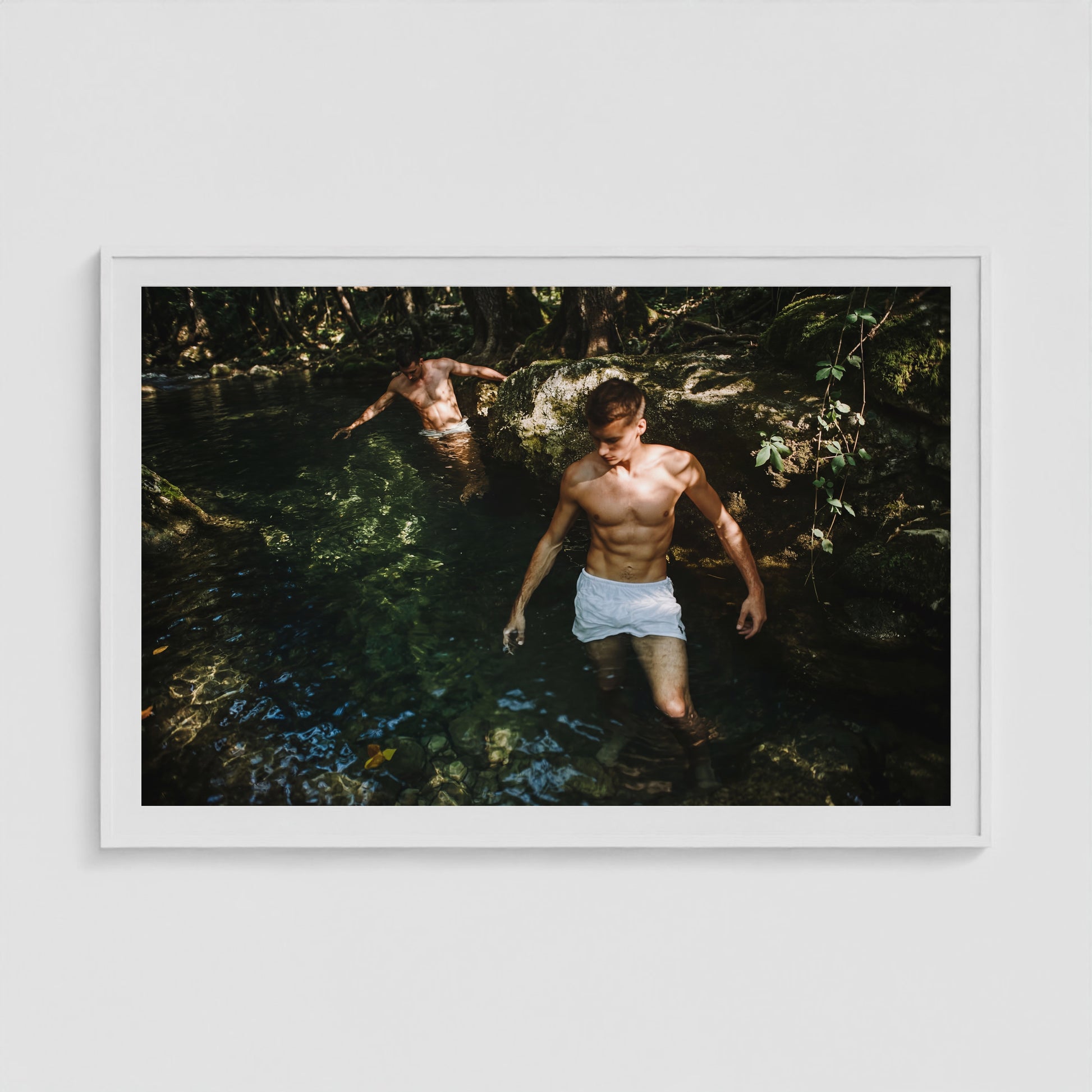 Swimming Hole 60x40 White Landscape Box Frame