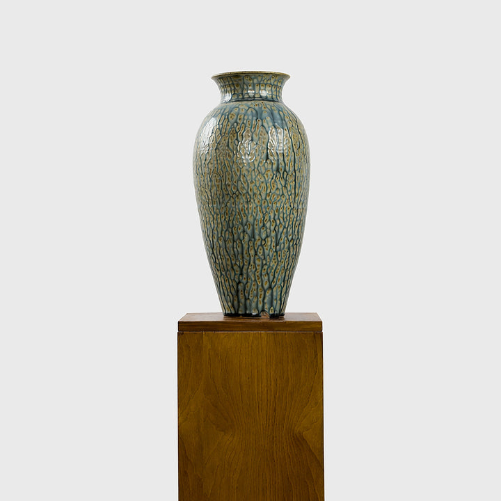 Product shot of Tall Celadon Ceramic Vase – Masculine Fine Art - Luxury Vases | Provenance & Patina