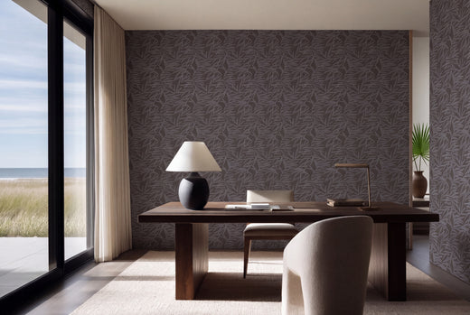 Botanical bamboo pattern wallpaper in Taupe colorway from the Mineral Collection.