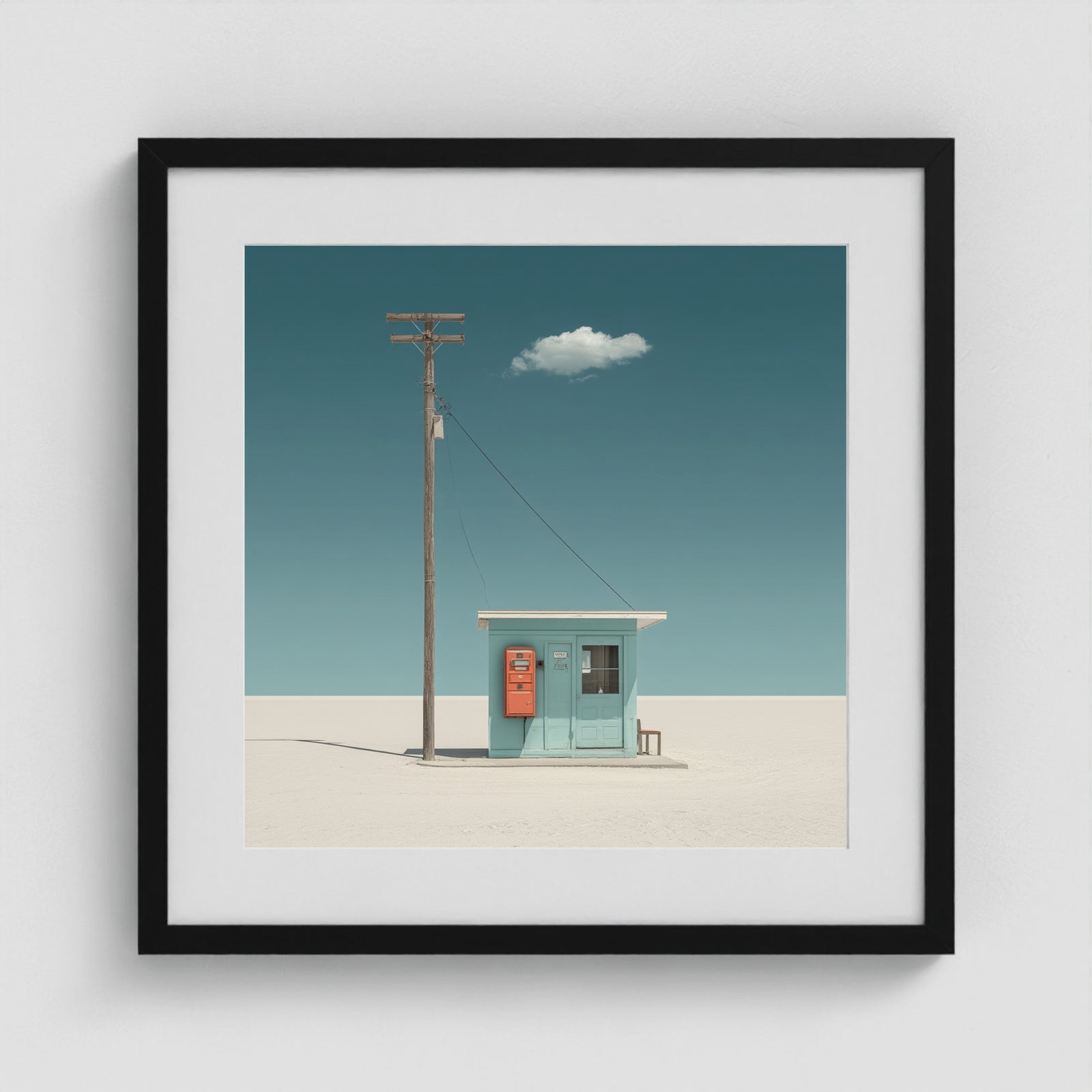The Station That Waits 20x20 Black Square Box Frame