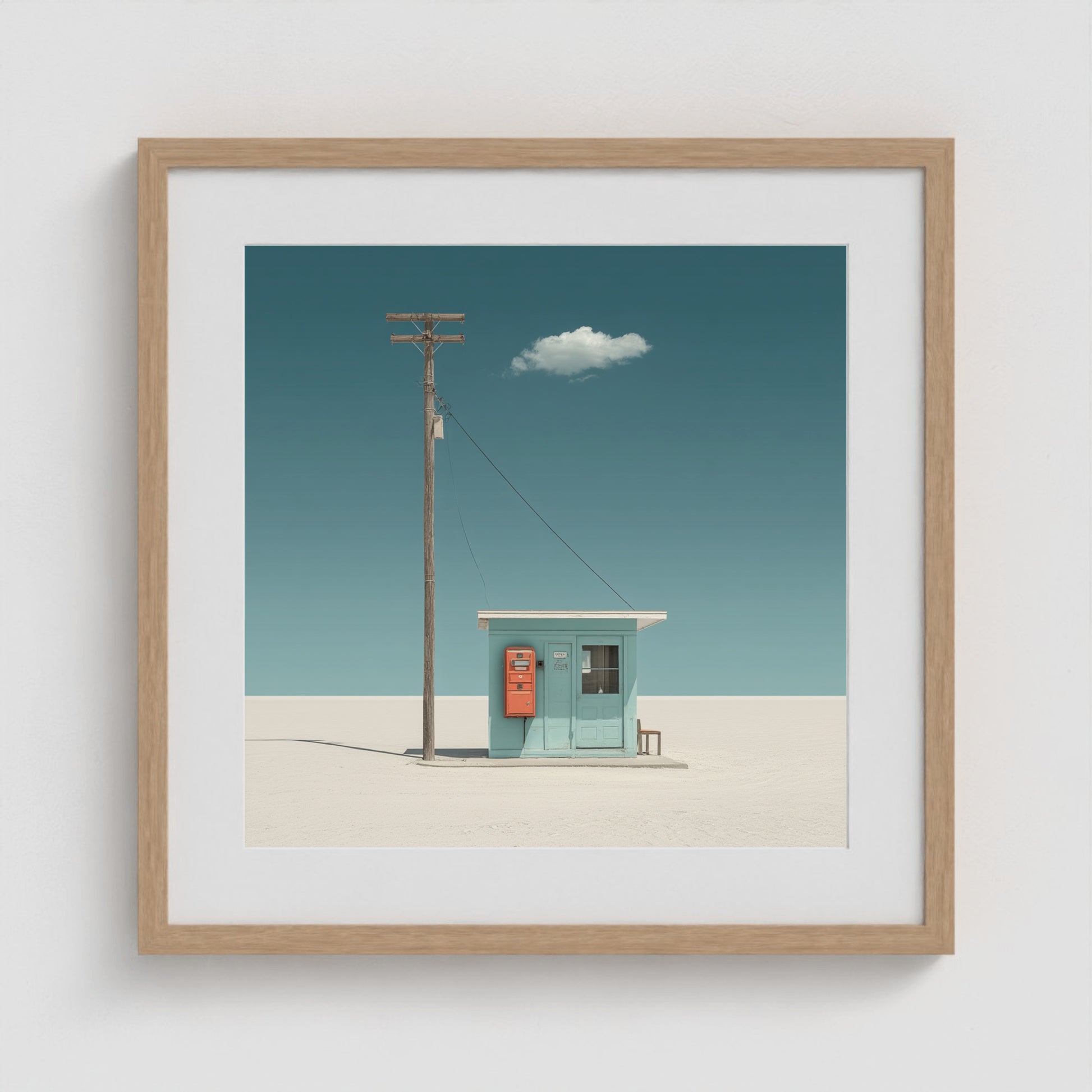 The Station That Waits 20x20 Natural Square Box Frame