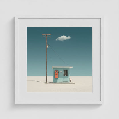 The Station That Waits 20x20 White Square Box Frame