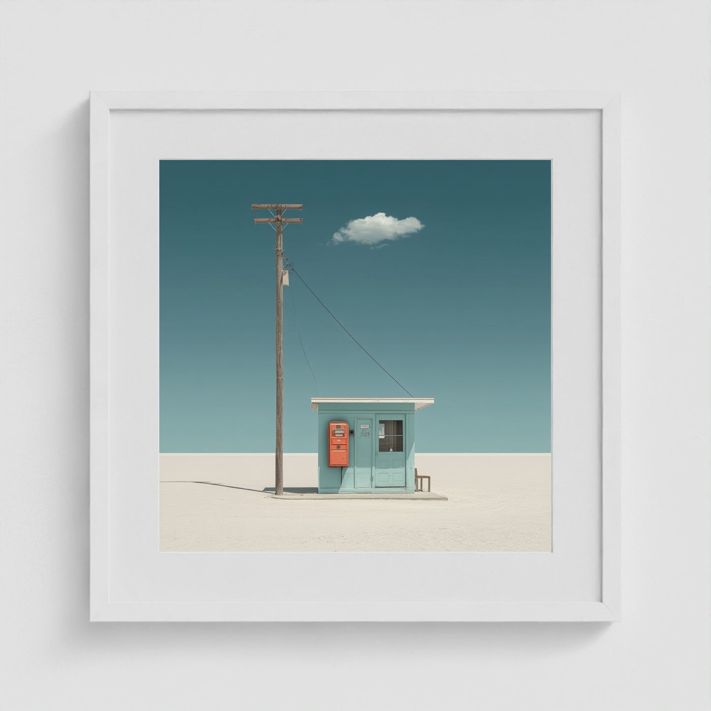 The Station That Waits 20x20 White Square Box Frame