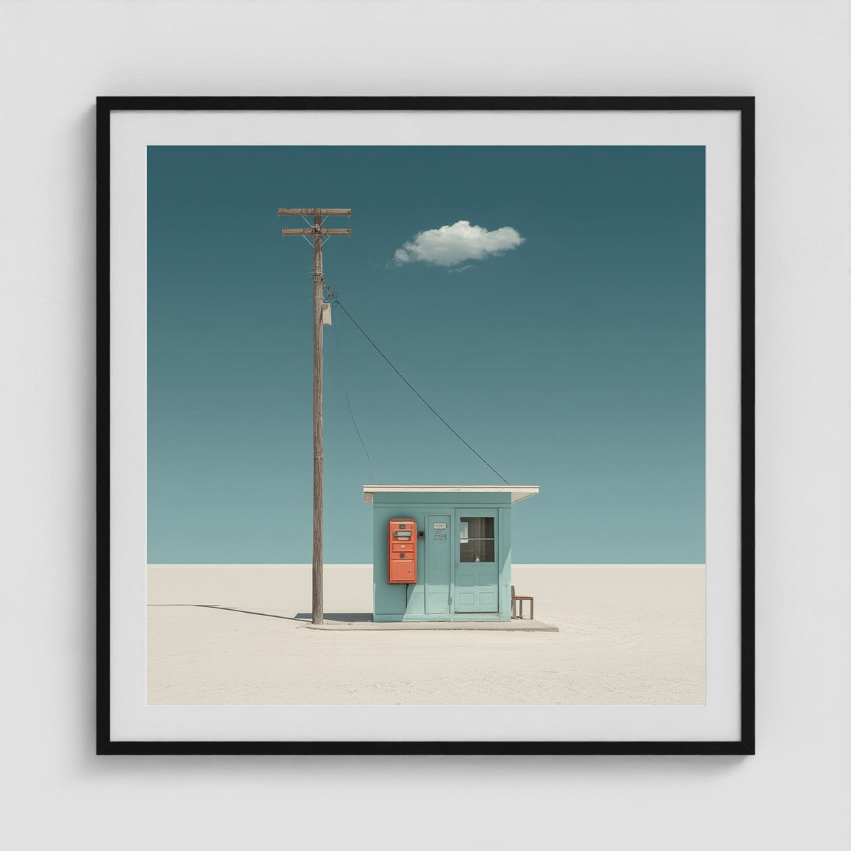The Station That Waits 36x36 Black Square Box Frame