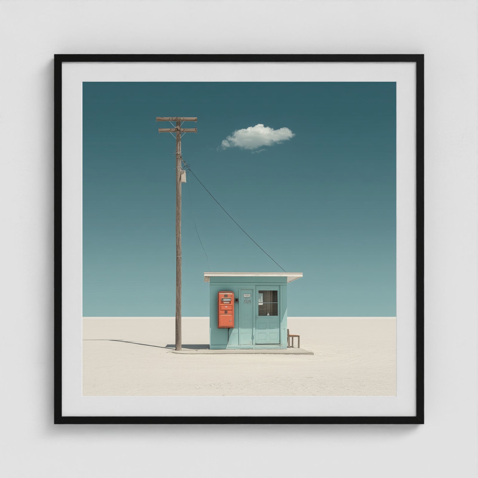 The Station That Waits 36x36 Black Square Box Frame