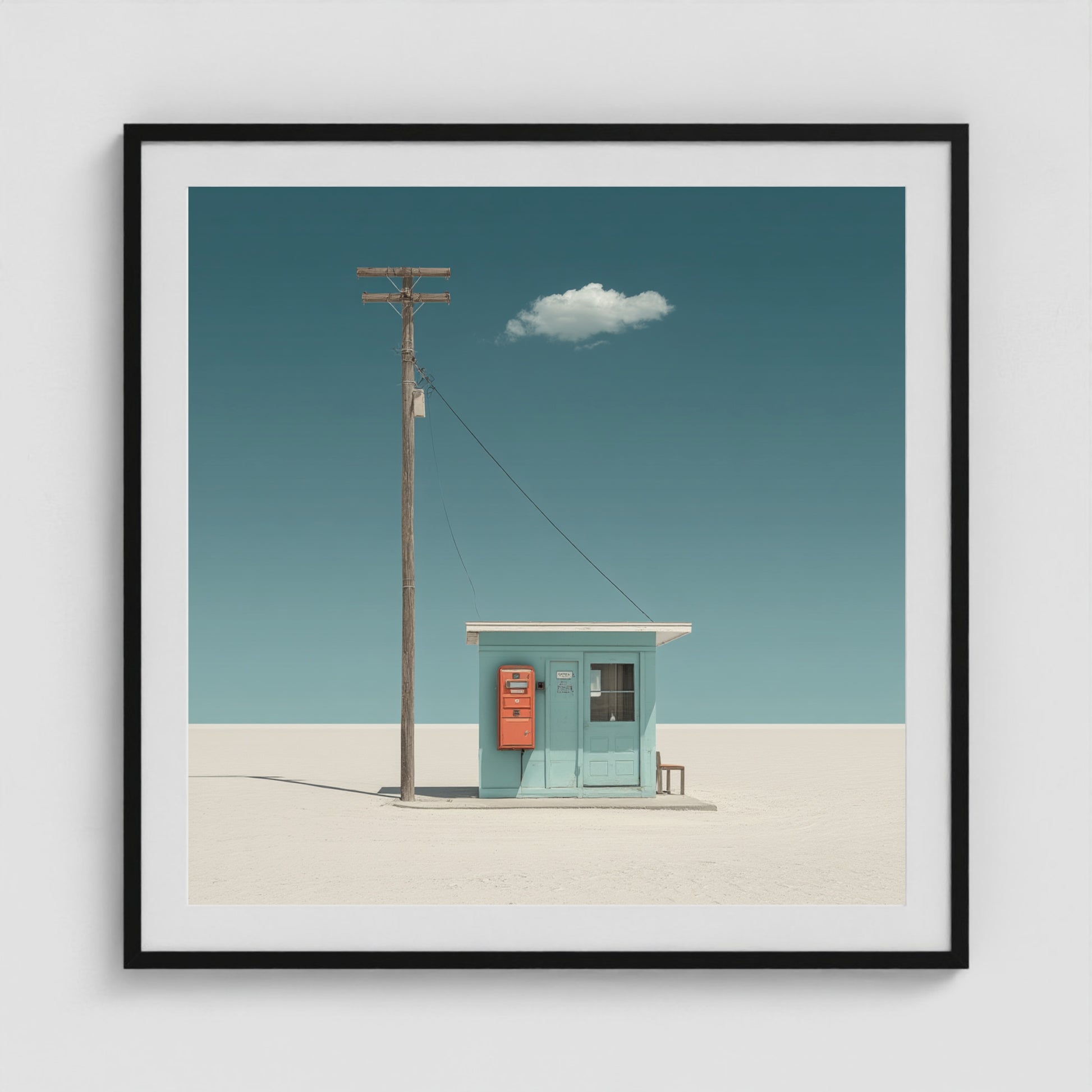 The Station That Waits 36x36 Black Square Box Frame