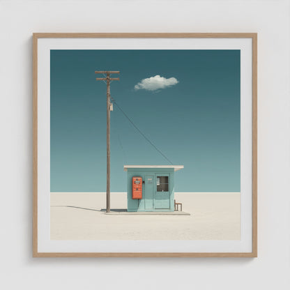 The Station That Waits 36x36 Natural Square Box Frame