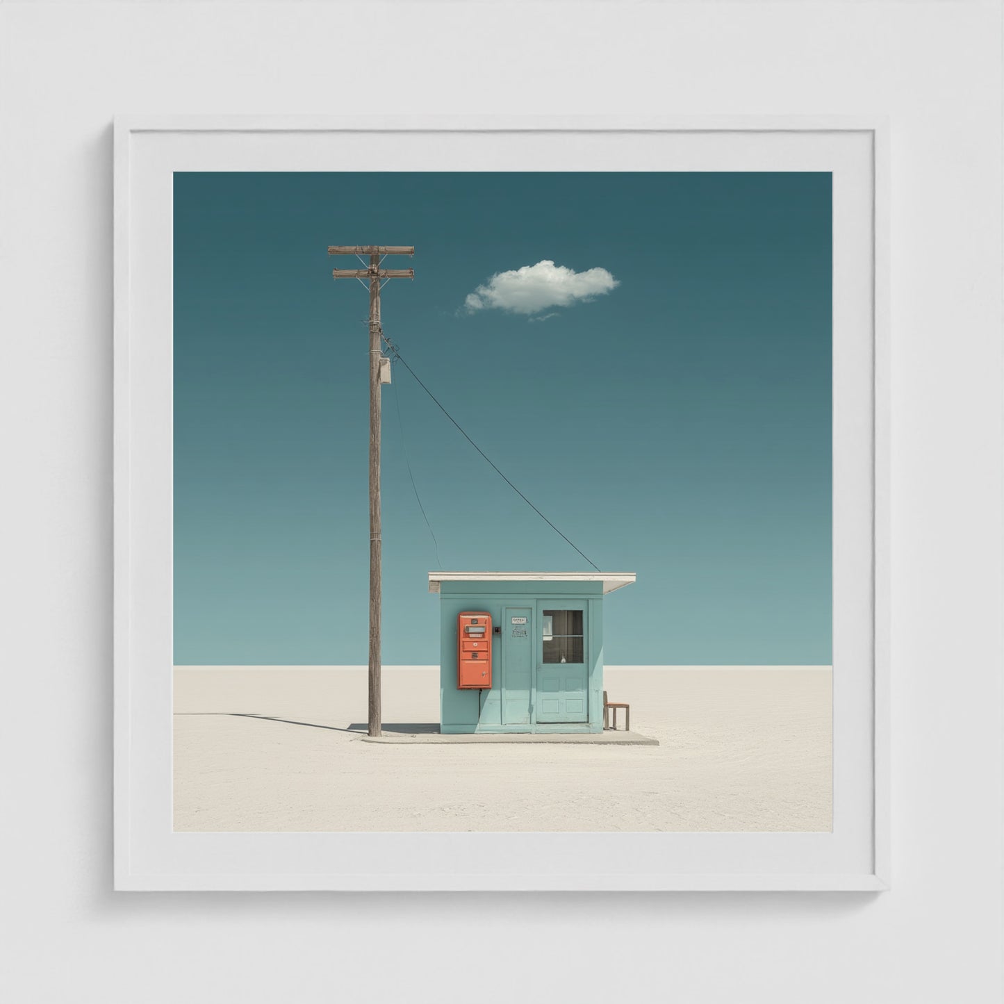 The Station That Waits 36x36 White Square Box Frame