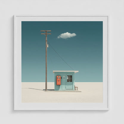 The Station That Waits 36x36 White Square Box Frame