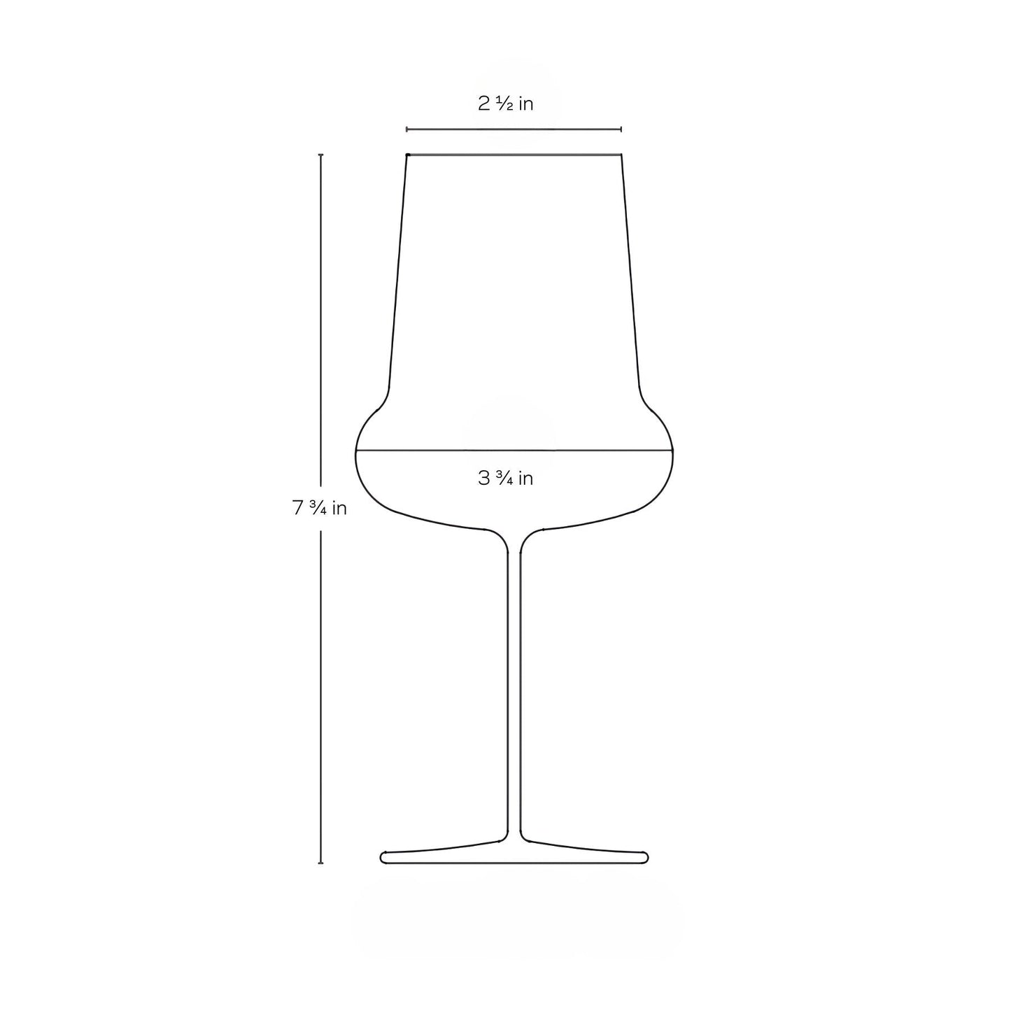 An angled view highlighting the curved belly and delicate rim of the NUDE lead-free crystal wine glass.