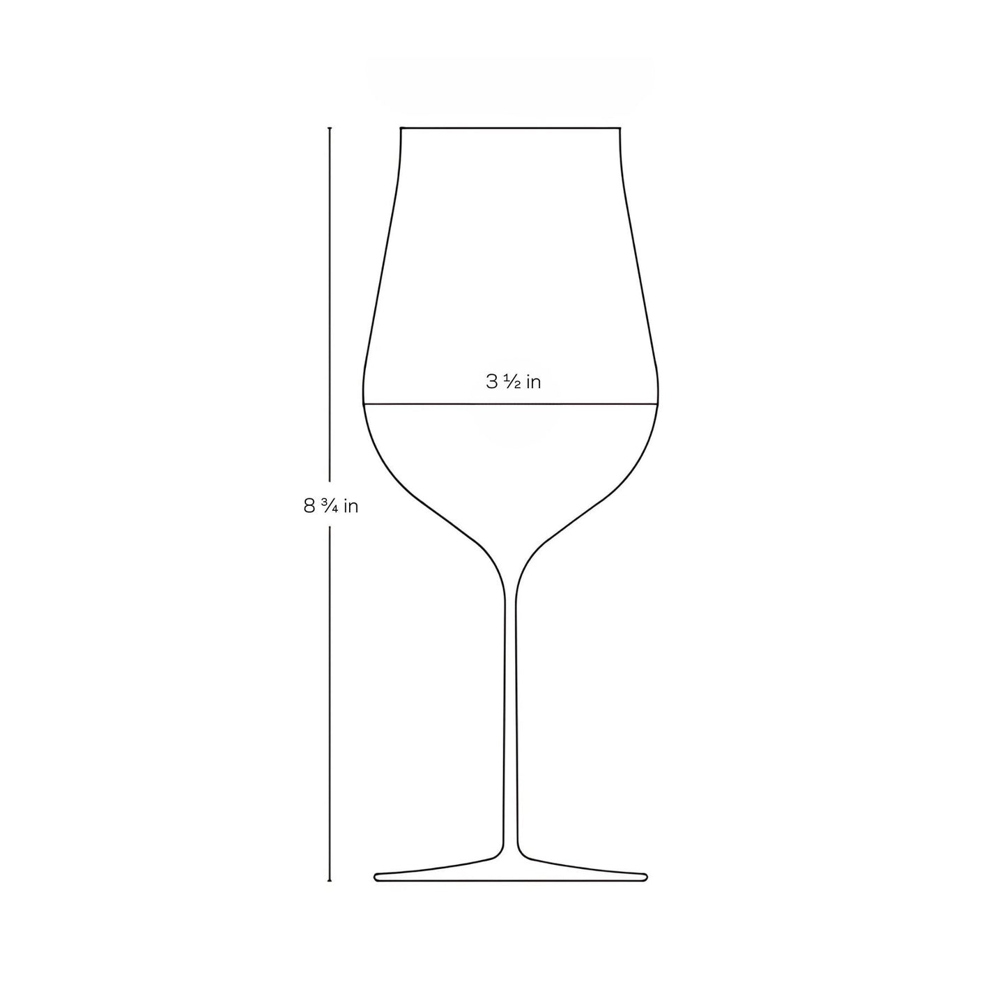 Front-facing view of the ultra-thin, elegant NUDE Ghost Zero tulip wine glass designed for red wines.