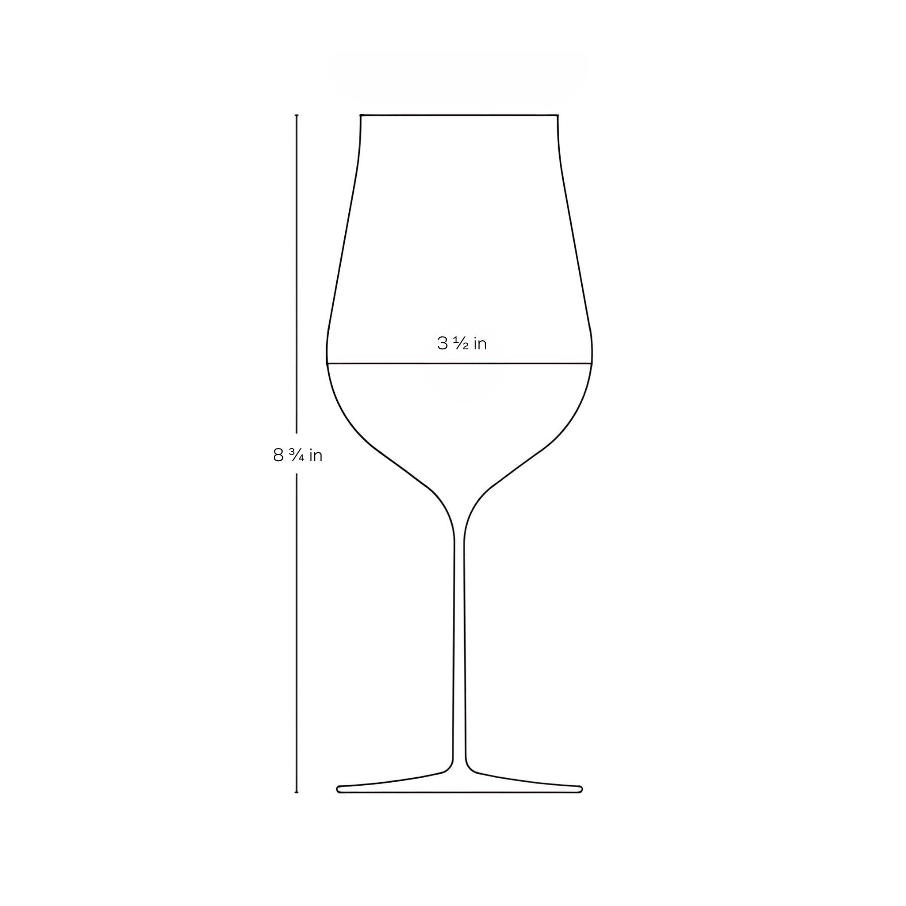 Front-facing view of the ultra-thin, elegant NUDE Ghost Zero tulip wine glass designed for red wines.