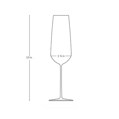 Single modern crystal champagne flute showcasing its delicate stem and refined rim