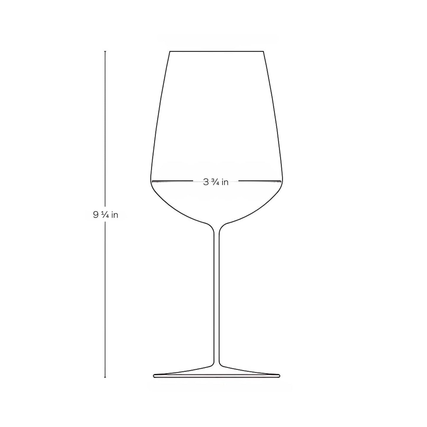 Minimalist crystal red wine glass showcasing its sleek silhouette.