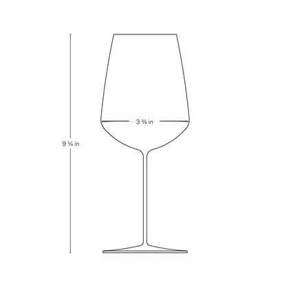 Minimalist crystal red wine glass showcasing its sleek silhouette.