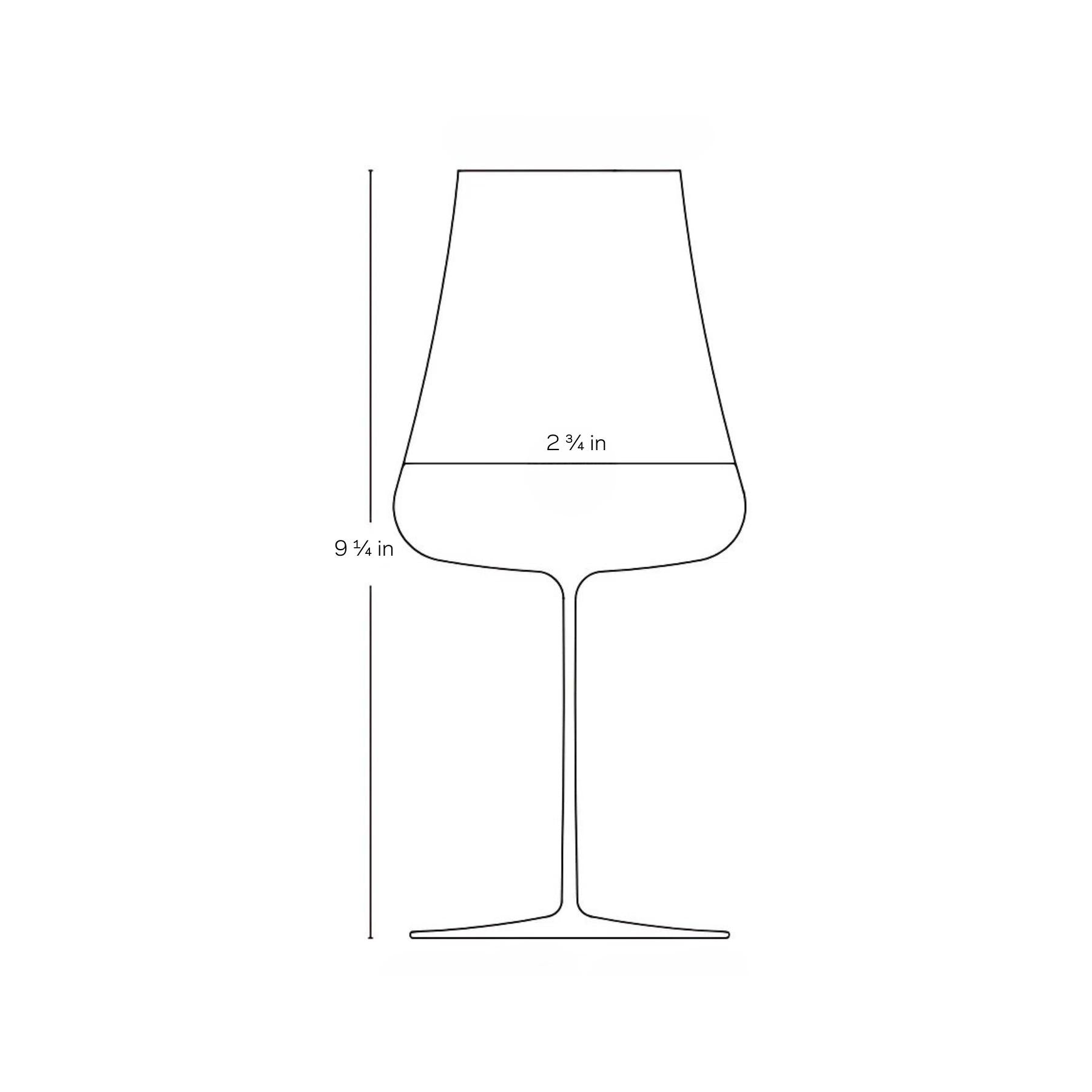 A single NUDE Glass Stem Zero Volcano white wine glass highlighting the wide sensory bowl and thin stem.