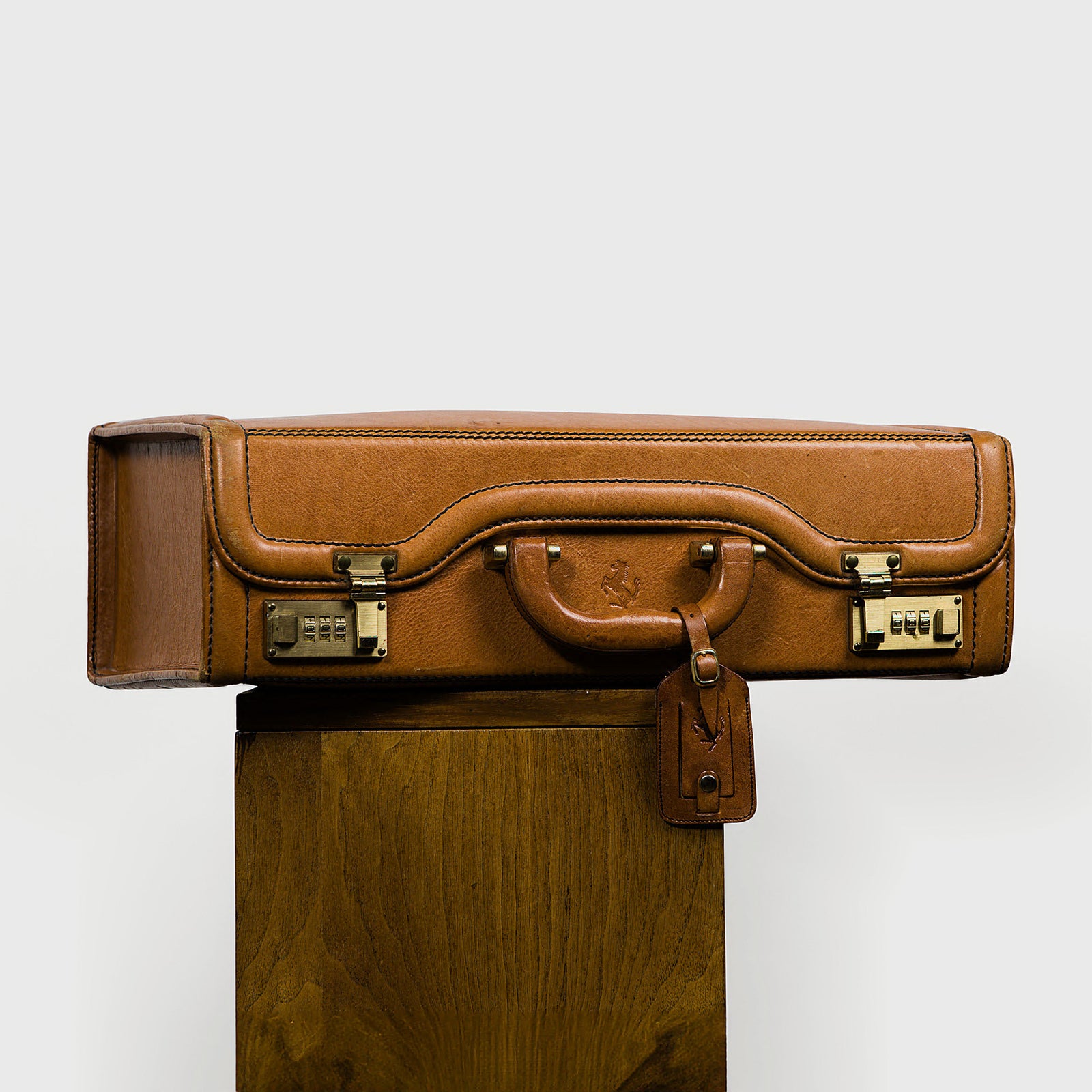 Product shot of Vintage Bespoke Leather Briefcase for Ferrari by Schendoni Italy - Luxury Accessories | Provenance & Patina