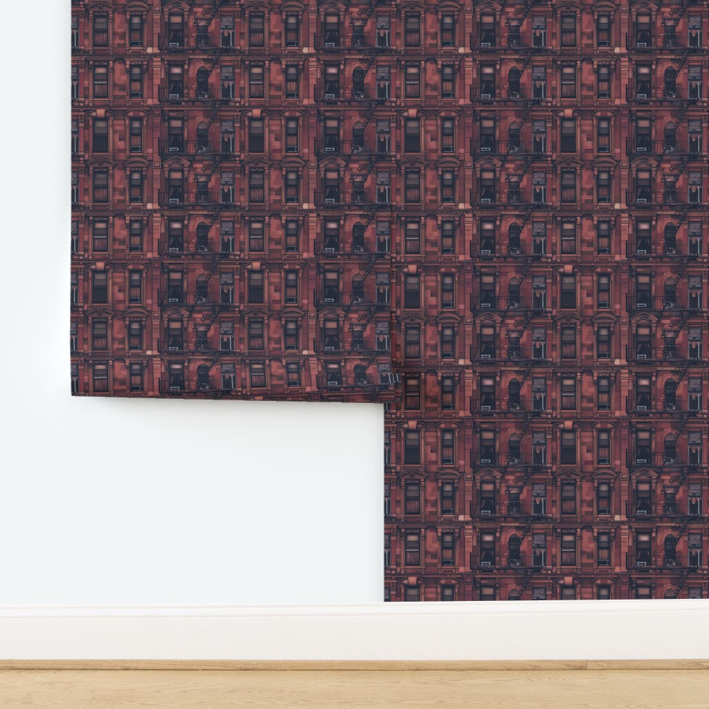 Design sketch of the Waverly Place wallpaper pattern in deep oxblood tones