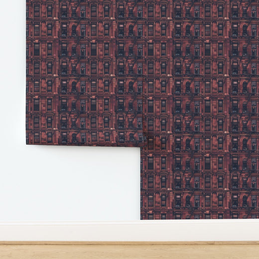Design sketch of the Waverly Place wallpaper pattern in deep oxblood tones