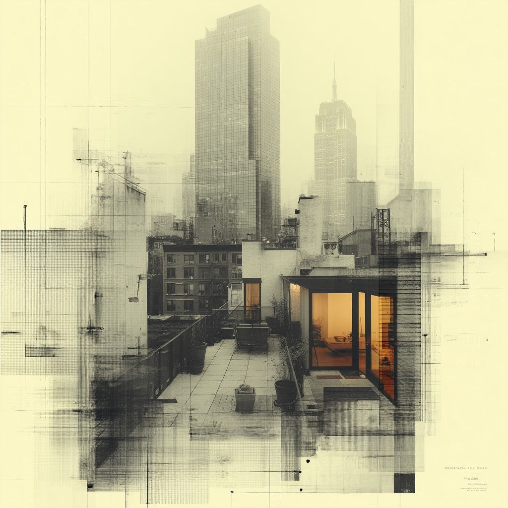West Village Diptych — North & South Skyline Study — No. 2 - Raw Artwork