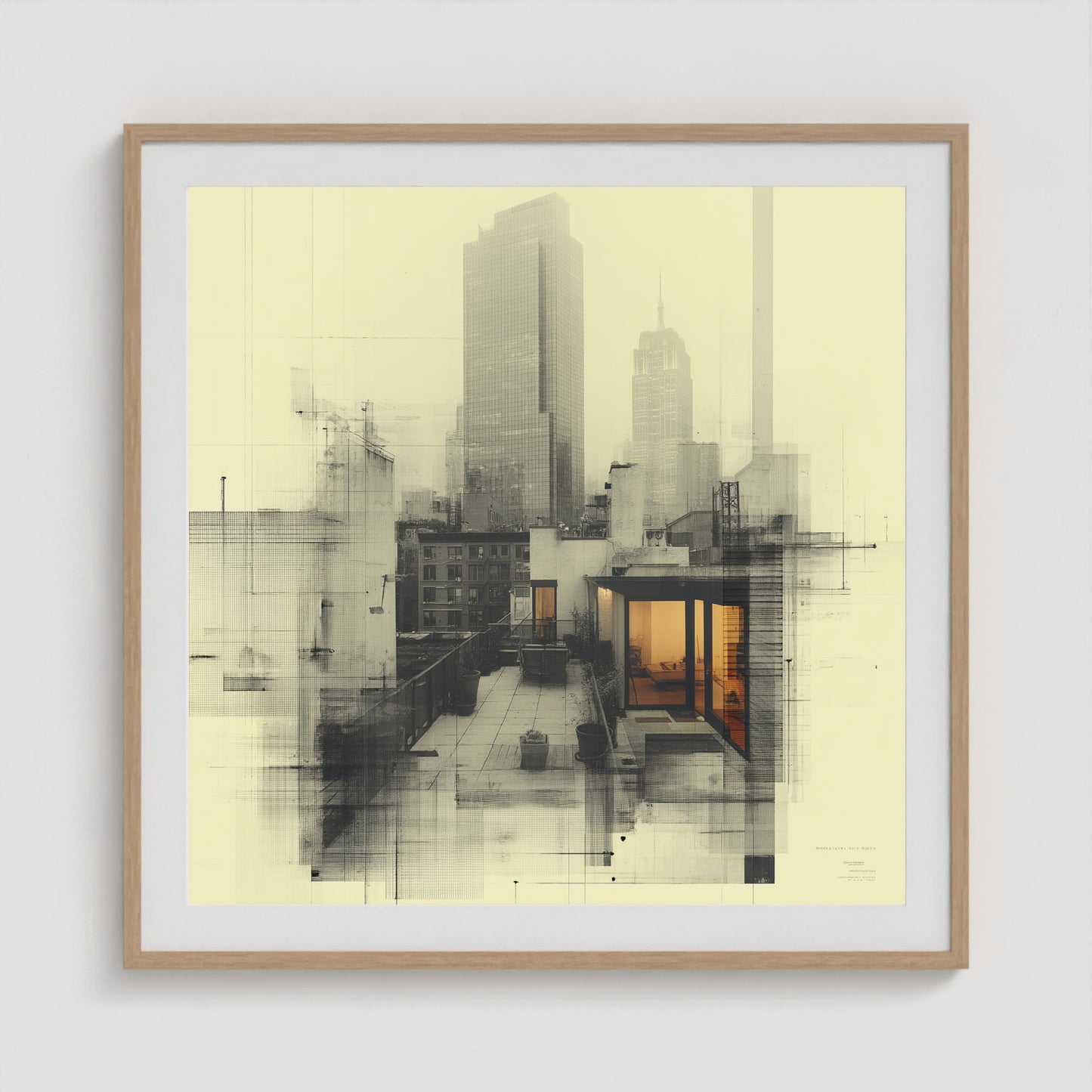 West Village Diptych — North & South Skyline Study — No. 2 36x36 Natural Square Box Frame