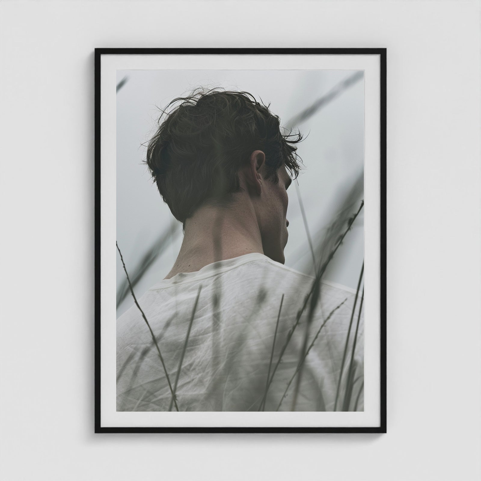 White Tee 36x48 Black Portrait Box Frame