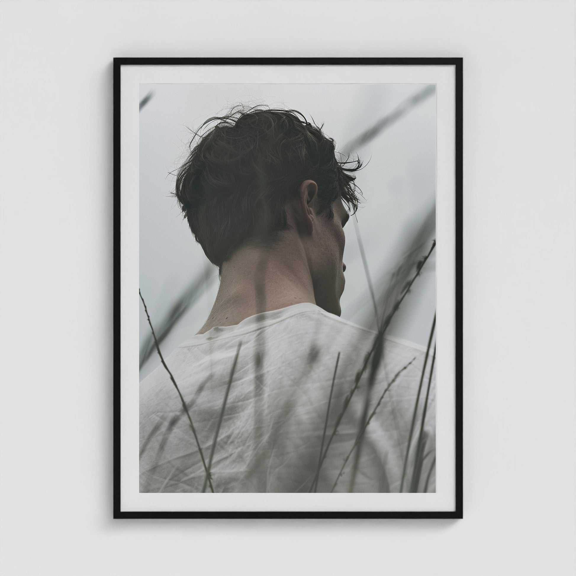 White Tee 36x48 Black Portrait Box Frame