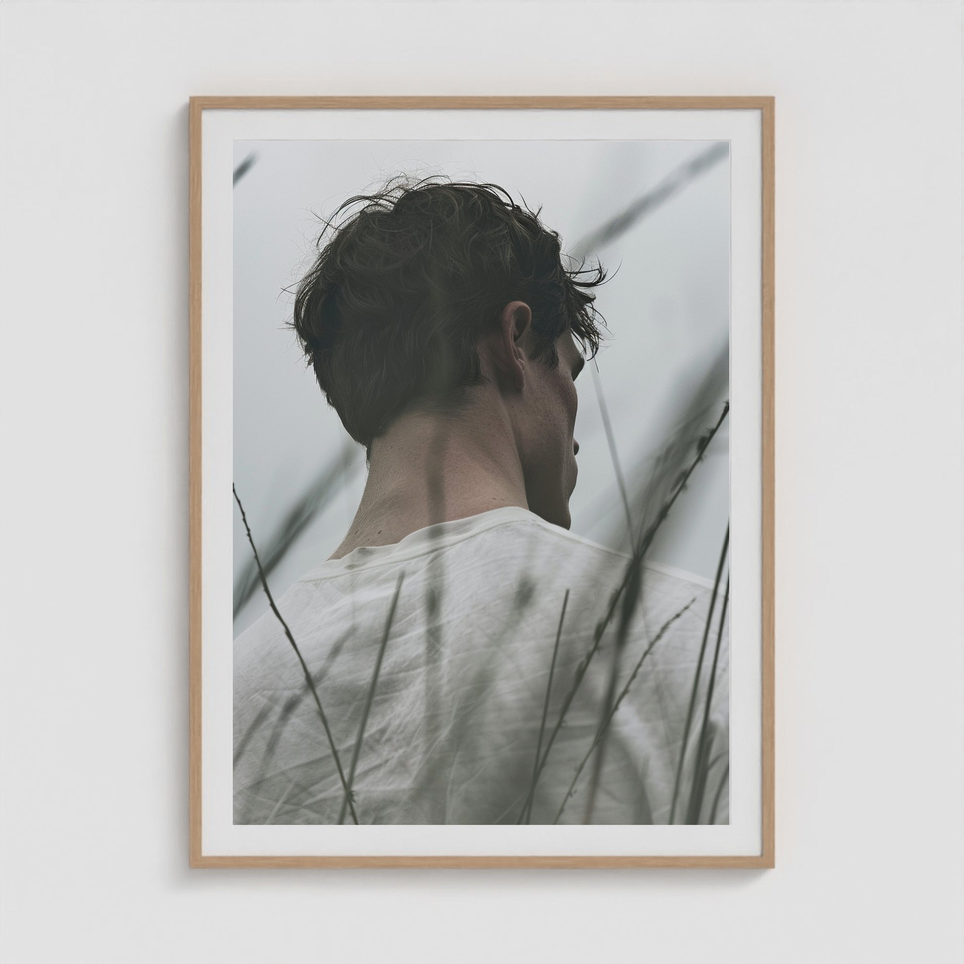 White Tee 36x48 Natural Portrait Box Frame