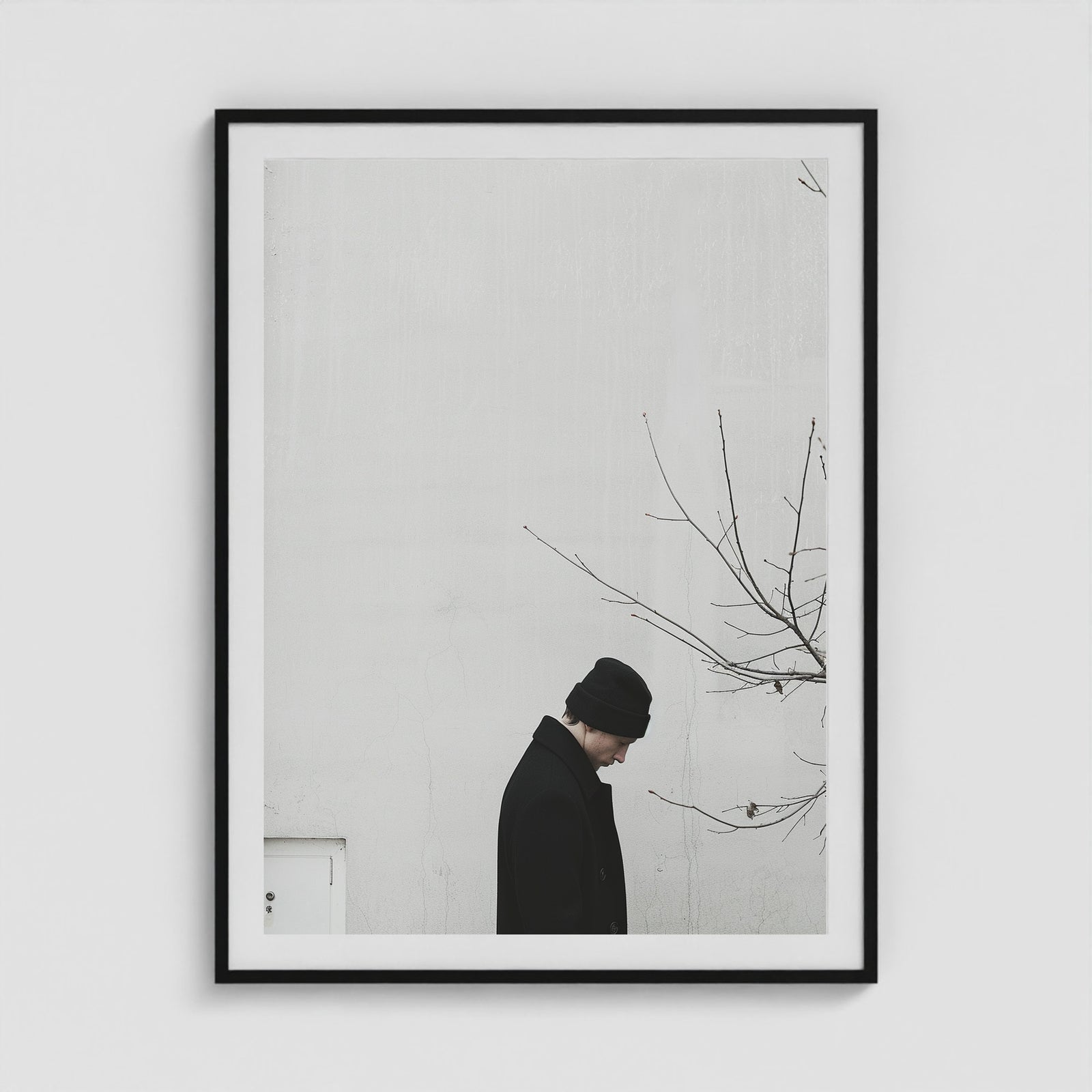 Winter Figure 36x48 Black Portrait Box Frame