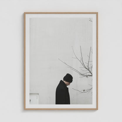 Winter Figure 36x48 Natural Portrait Box Frame