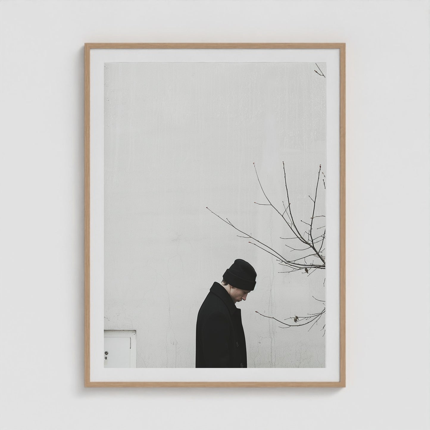 Winter Figure 36x48 Natural Portrait Box Frame