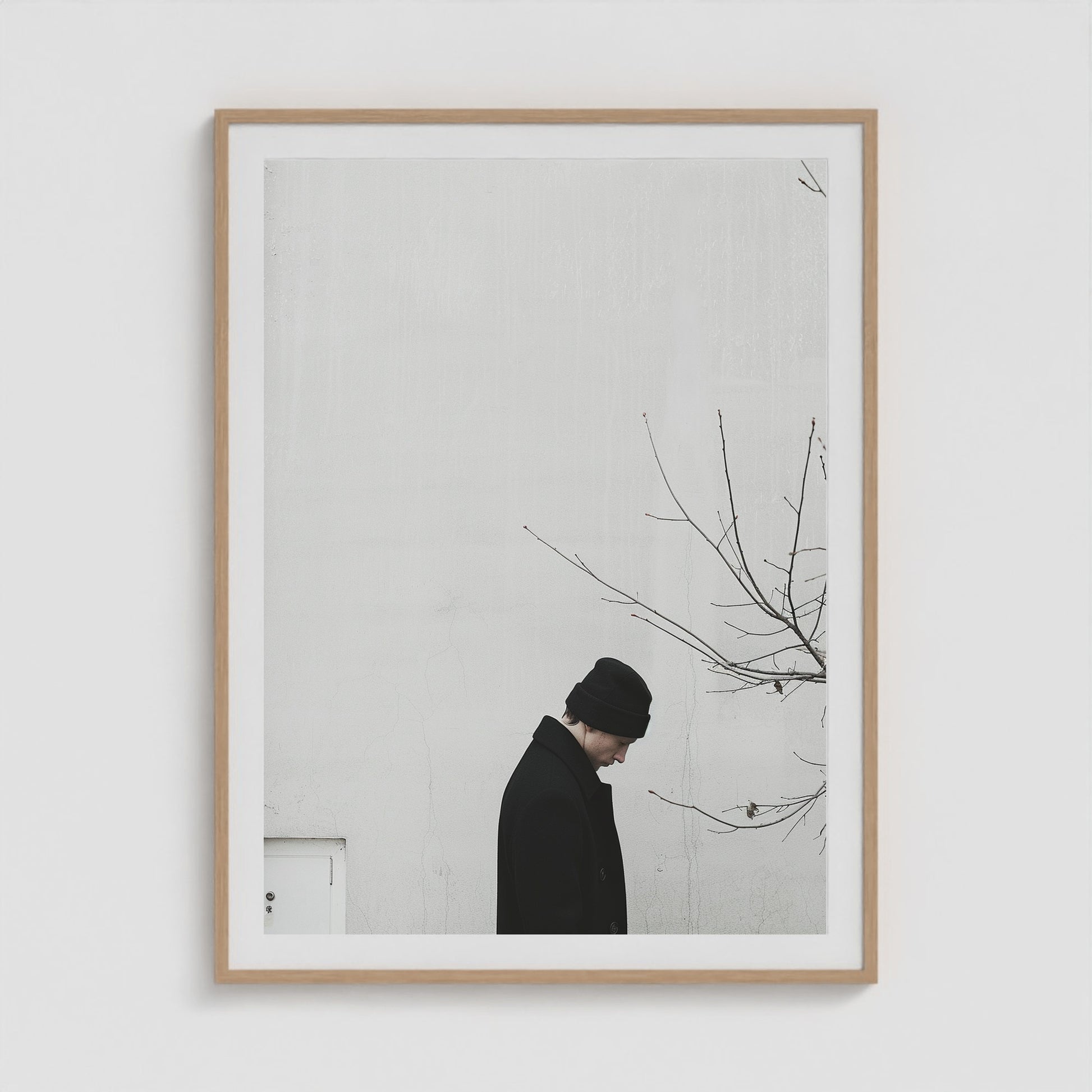 Winter Figure 36x48 Natural Portrait Box Frame
