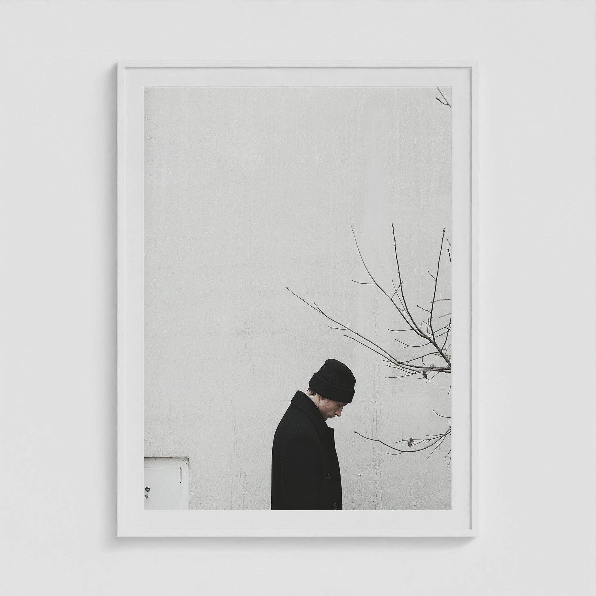 Winter Figure 36x48 White Portrait Box Frame