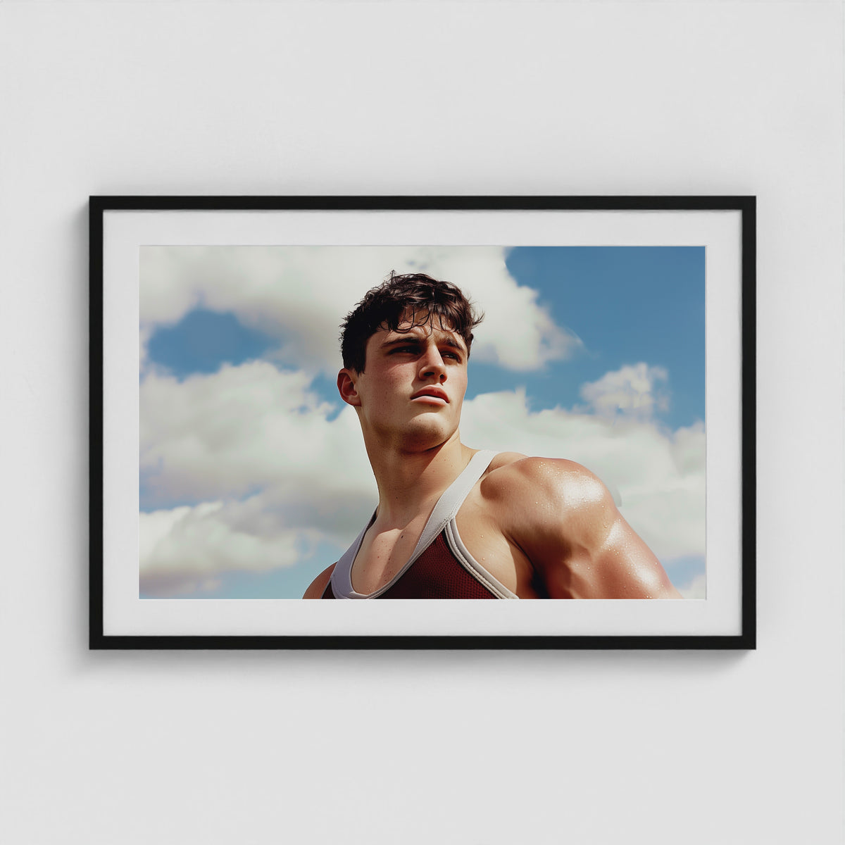 Wrestler 36x24 Black Landscape Box Frame
