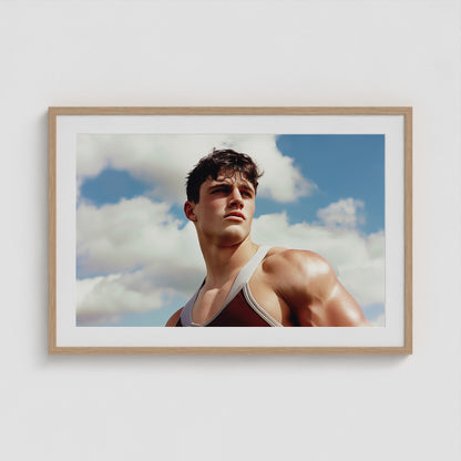 Wrestler 36x24 Natural Landscape Box Frame